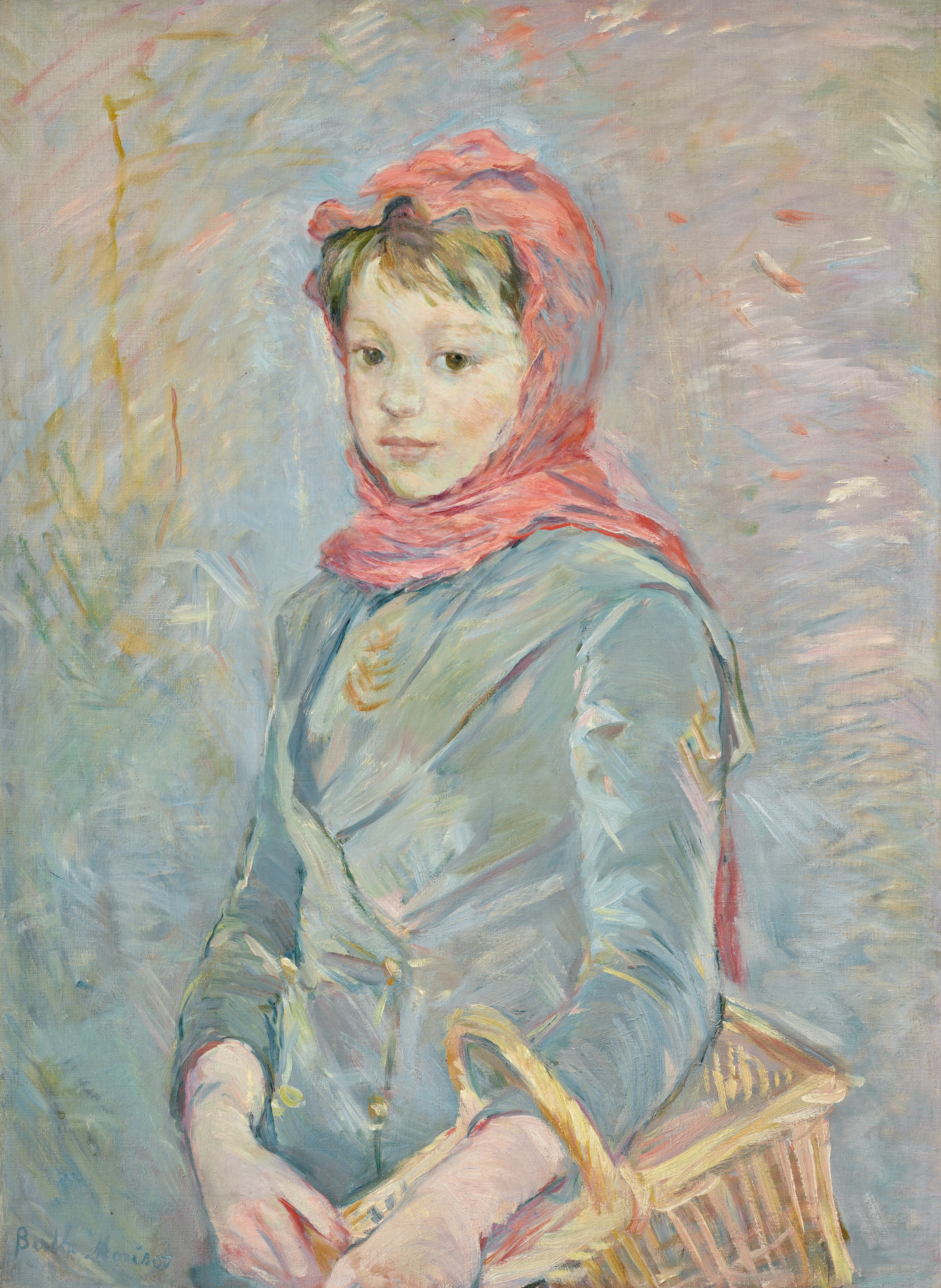Berthe Morisot (1841-1895), Fillette portant un panier, 1888. Oil on canvas. 27&frac12; x 20&frac14; in (69.9 x 51.2 cm). Sold for $5,310,000 on 11 November 2021 at Christie&rsquo;s in New York